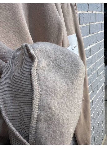 Женский костюм 2920 худи с капюшоном брюки резинка нашивка утепленный флис бежевый Enjoy (313862898)