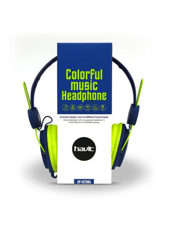 Навушники HVH2198D з мікрофоном синьо-зелені (23950) Havit (282313787)