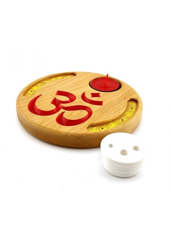 Подставка под аромат "Ом" (d14смh1,8см) массив дерева, резная покрыта эмалью и лаком. No Brand (316717792)