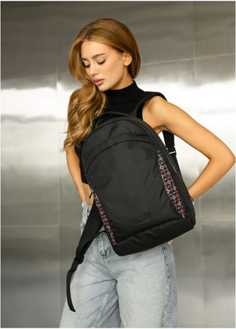 Жіночий тканинний рюкзак з відділенням під ноутбук Чорний з принтом (11320271343) Sambag (360965785)