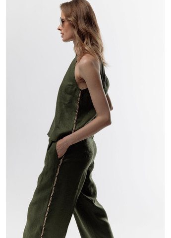 Лляний топ вільного крою - Зелений, XS Juli Briz (361253384)