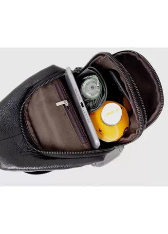 Сумка слинг мужская кожаная нагрудная черная вместительная (33737) Tiding Bag (394178068)