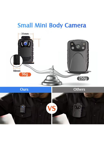 Міні боді камера N9, 1296p, з акумулятором, нагрудний відеореєстратор, нічне бачення Boblov (345745926)