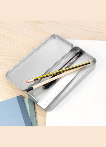 Органайзер для канцелярського приладдя металевий,кейс для дрібниць mood 7*18 см Silver No Brand (309159867)