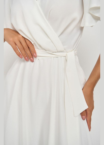 Белое вечернее платье а-силуэт, на запах FashionYouWant однотонное