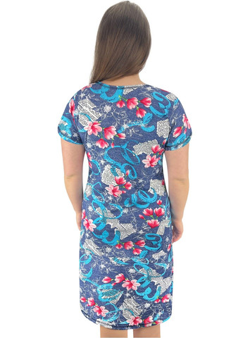 Світло-синя повсякденний, домашній сукня годе тюльпан Жемчужина стилей з квітковим принтом