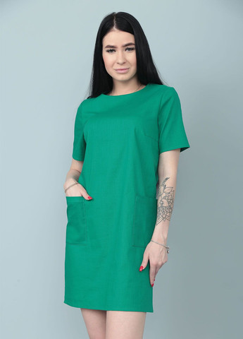 Зеленое повседневный, кэжуал летнее платье с карманами Fashion Girl однотонное
