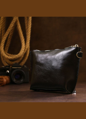 Зручна шкіряна косметичка чорний 16409 Shvigel (335425624)