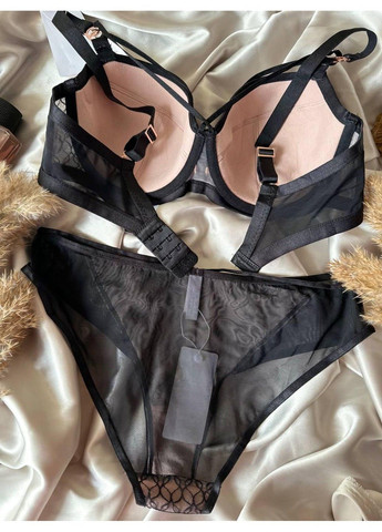 Чорний комплект бюстгальтер з портупеєю + сліпи l1102 чорний Lanny Mode