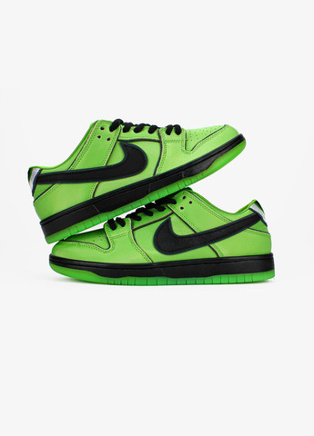 Зелені всесезон кросівки чоловічі nike sb dunk low the powerpuff girls buttercup green | найк сб данк низькі зелені No Brand