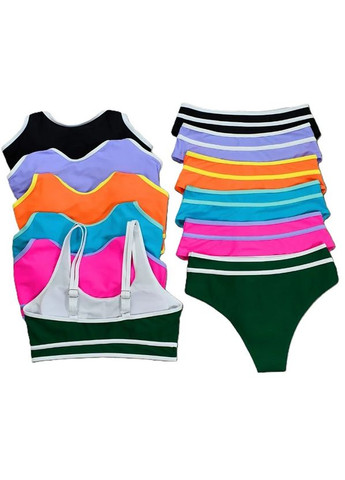 Блакитний літній спортивний роздільний купальник монро, трусики сліпи з утяжкою живота s m l (44 46 48) блакитний Po Fanu