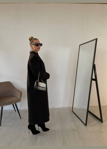 Чорне зимнє Жіноче стильне довге пальто прямого крою з кашеміру колір чорний, з утеплювачем AL