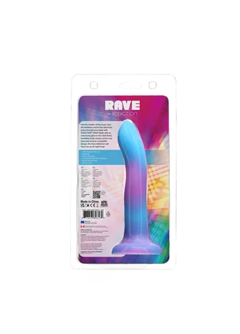 Фалоімітатор, що світиться в темряві, Rave 8 Glow in the Dark Dildo Blue Purple, 20,3 см ADDICTION (332209900)
