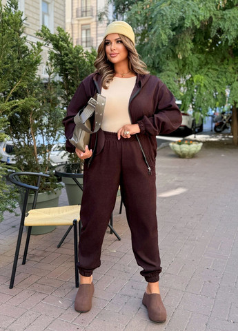 Оверсайз костюм жіночий демісезонний з мікровельвету (кофта + штани) No Brand (361044203)