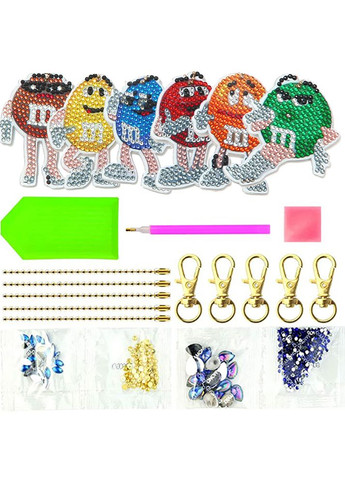 Набір брелків для алмазної мозаїки M&M's 6шт BR26 ColorArt (299772471)