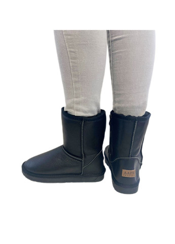 Черные угги мужские черные натуральная кожа на молнии AAPR