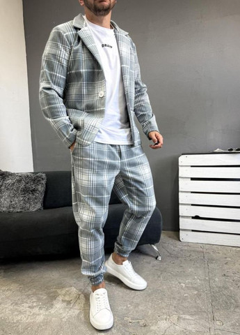 Світло-сірий демісезонний костюм класичний кежуал модний чоловічий осінь весна No Brand