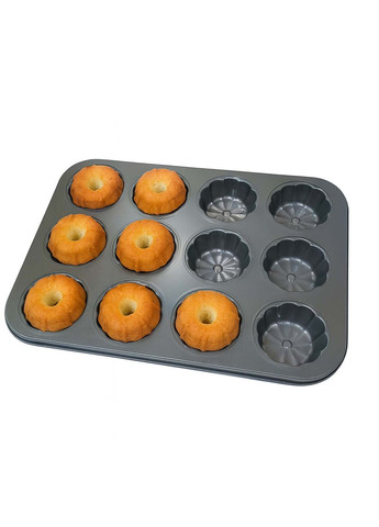 Форма для выпечки кексов и маффинов на 12 ячеек с антипригарным покрытием 35х26х2.3 см №2 Interos (371798324)