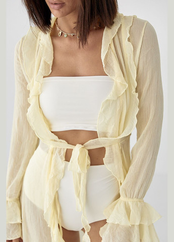 Желтое пляжное пляжное прозрачное платье - кремовый цвет Lurex