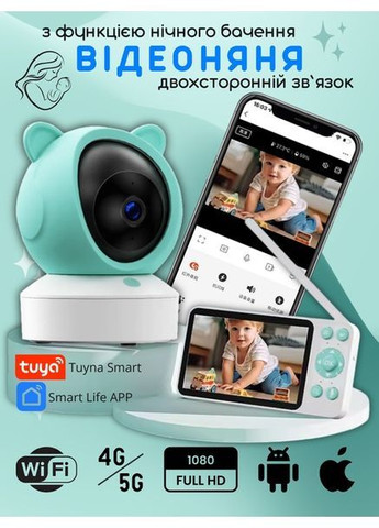 Відеоняня -WiFi+гнучке кріплення, 5 дюймів HD екран, камера 1080Р та керування зі смартфона, датчиком звуку Baby Monitor BM-01 (363555661)