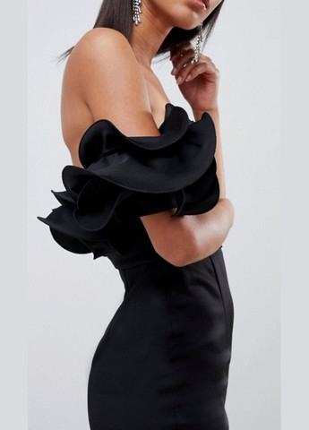 Черное платье макси с родными плечами и юбкой рыбкой Asos