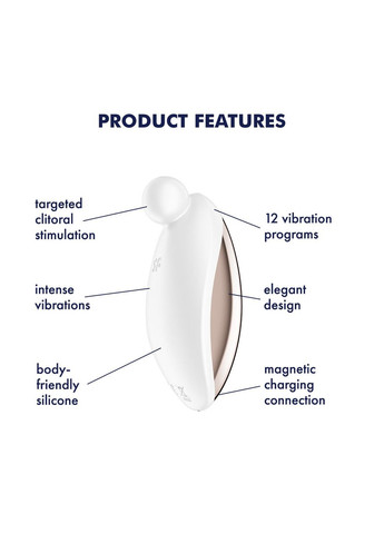 Вибратор для наружной стимуляции Spot On 2 White, очень мощный, гибкий отросток Satisfyer (335394641)
