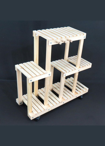 Подставка для цветов из дерева Шатийон на колёсиках бланже (ЦВТ-111301) No Brand (328227042)