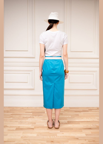 Голубая деловое юбка прямого покроя голубого цвета анжу Dolcedonna