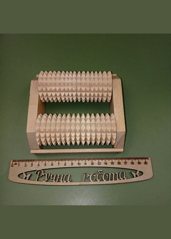 Підлоговий роліковий масажер для стоп з натурального дерева 2 шипованих ролики+подарунок No Brand (338433318)