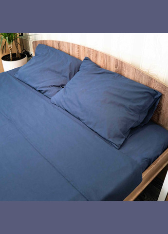 Комплект двуспальный постельного белья 180х215 Поплин 120 г/м2 Хлопок (Глубокосиний) 2 х 40х60 GM Textile (273378609)