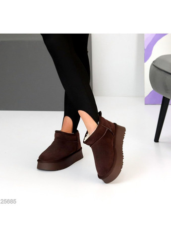 Угги Mistly из натуральной замши, шоколадные, зимние с экохутром. No Brand (365243829)