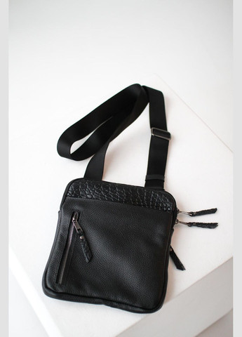 Сумка-мессенджер из натуральной кожи, через плечо мужская Karter (черная) EX-013 SKILL сумка (347628844)