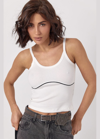 Майка в рубчик с контрастной вставкой под грудью Lurex — 322655536