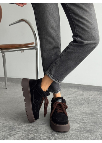 Зимові черевики нат. замш, хутро teddy зимові ботінки жіночі, чорні зимові черевики з хутром код 26540 Fashion (368971954)