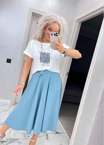 Спідниця +пояс жіноча довга міді 42-56 графіт (темно-сірий) No Brand (332770528)