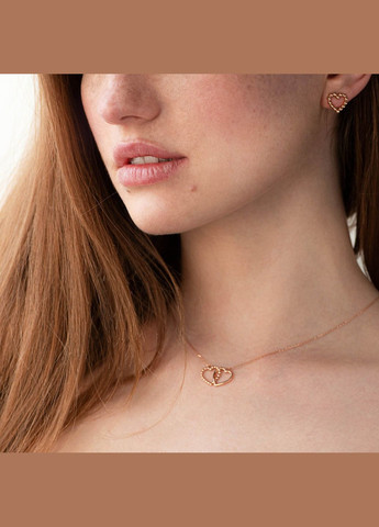 Золоті сережки-пусети Закохані серця с06887 Oniks (264025368)