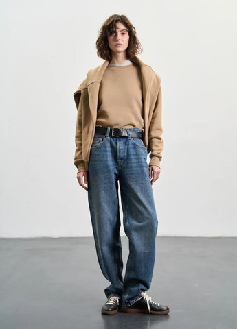 Бежевий світшот жіночий утеплений Роза однотонний вишивка (319145581)