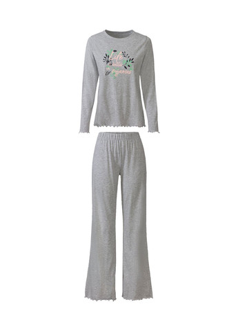 Серая всесезон пижама женская костюм для дома реглан + брюки Esmara