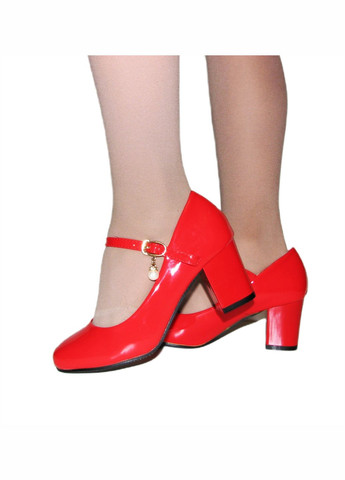 Красные туфли лакированные красные на низком каблуке Seven