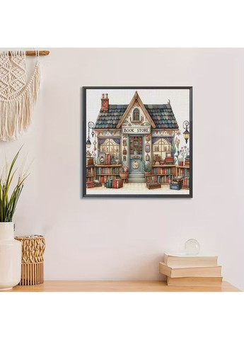 Набор для вышивания крестиком в 3 нити Книжный магазин со схемой нанесенной на канву 36 х 36 см No Brand (371813444)