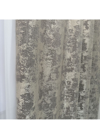 Жаккардовые шторы с мраморным узором 2шт 1.5×2.7 м, тесьма 6 см, среднее затемнение, бежево-серый цвет. No Brand (351359217)