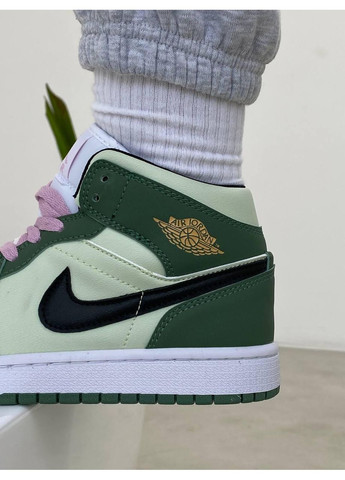 КРОССОВКИ ЖЕНСКИЕ NIKE AIR JORDAN 1 RETRO MID DUTCH GREEN НАЙК АИР ДЖОРДАН No Brand серые демисезоны (368887705)