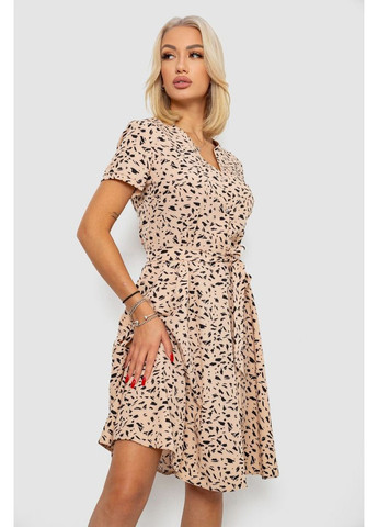 Бежевое платье софт с принтом,, 230r0032-4 Ager