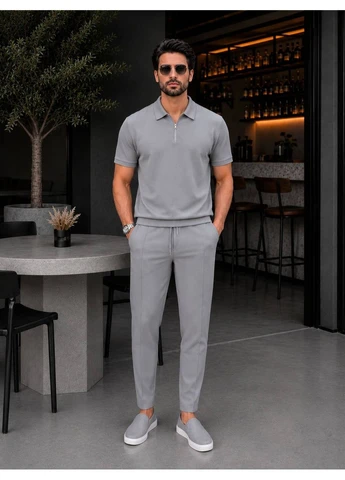 Сірий демісезонний чоловічий преміальний комплект у стилі smart casual брючний Україна