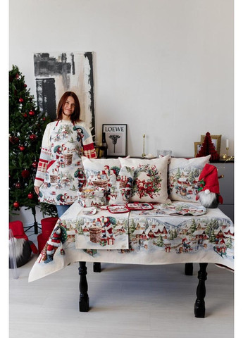 Наволочка гобеленова з велюром Снігова зима Салазки 45х45 см Прованс (368993057)