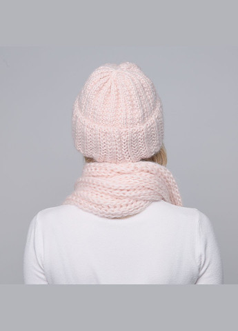 Набор шапка по голове + шарф женский шерсть розовый GWINNETT LuckyLOOK 032-446 (290278123)