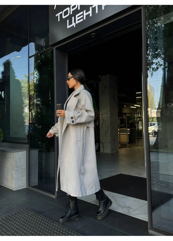 Сіре демісезонне Пальто жіноче сіре оверсайз No Brand