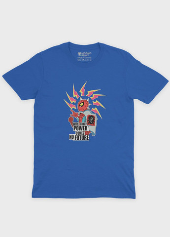 Синяя демисезонная футболка для мальчика с принтом супергероя - человек-паук (ts001-1-brr-006-014-018-b) Modno