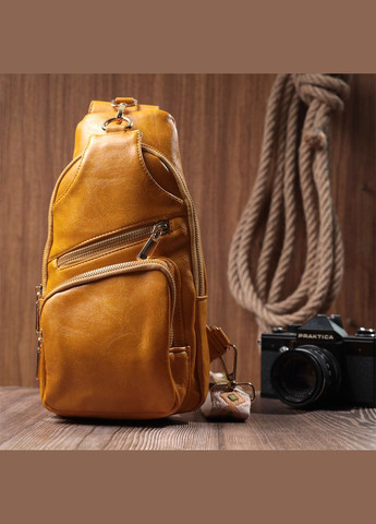 Жіночий слінг сумка через плече з екошкіри з кишенями та регульованим ремінцем жовта (sku_22753) No Brand (329853457)