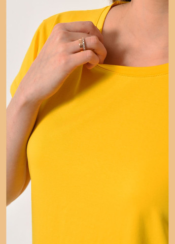 Жовта літня футболка жіноча однотонна жовтого кольору Let's Shop